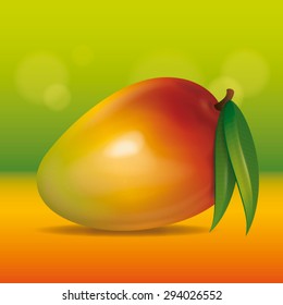 Vector mango on colorful gradient background