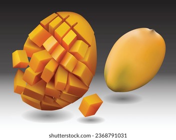 Vector mango slices yellowish color for design background.