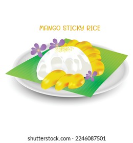 vector mango sticky rice thai dessert Stock Vector Illustration