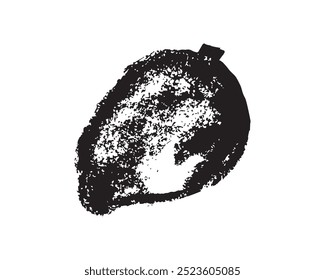 Vector mango symbol. Charcoal drawing of Brazilian Mango. Yellowish red tropical fruit. Black icon of stone fruit. Black Mangoes sign. Asian Mangos fruit illustration. Hand-drawn palmer mango logo.
