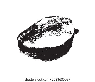 Vector mango symbol. Charcoal drawing of Brazilian Mango. Yellowish red tropical fruit. Black icon of stone fruit. Black Mangoes sign. Asian Mangos fruit illustration. Hand-drawn palmer mango logo.