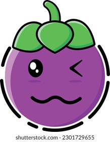 Vector mangosteen in the form of a cute emoticon.