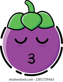 Vector mangosteen in the form of a cute emoticon.