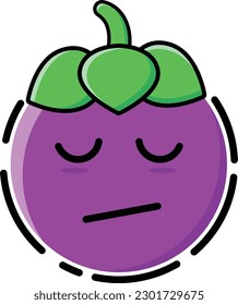 Vector mangosteen in the form of a cute emoticon.