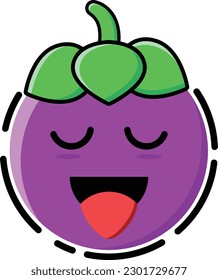 Vector mangosteen in the form of a cute emoticon.