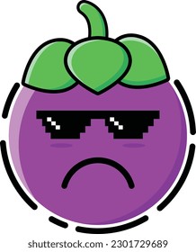Vector mangosteen in the form of a cute emoticon.