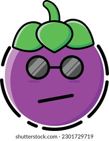 Vector mangosteen in the form of a cute emoticon.