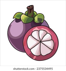 vector mangosteen fruit or "manggis" in indonesian language, suitable for stickers and other design elements