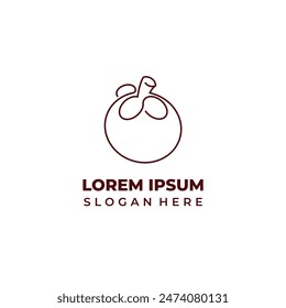 Vector mangosteen logo, lineart style, mangosteen symbol