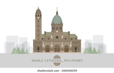 Vector of Manila Cathedral, Manila, Philippines