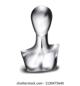 Vector Mannequin. Woman. Head. Silver_Front