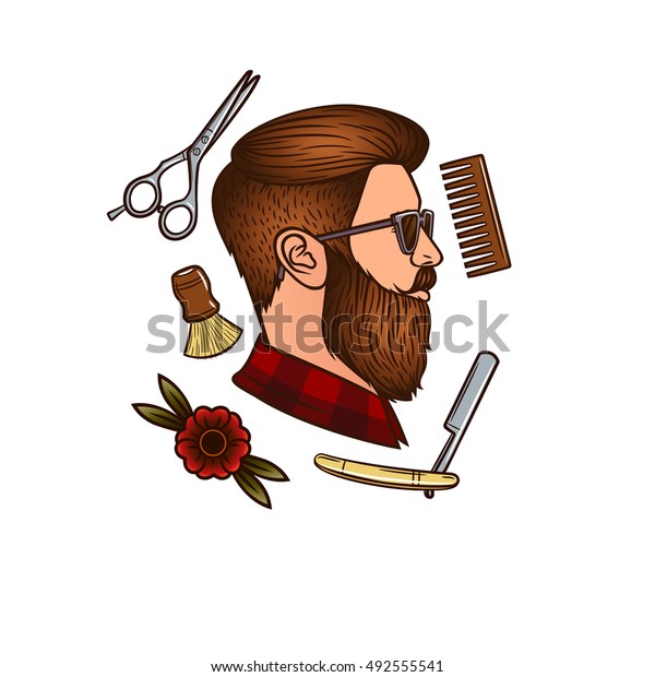 Vector Mans Face Profile Hipster Style Stock Vector Royalty Free