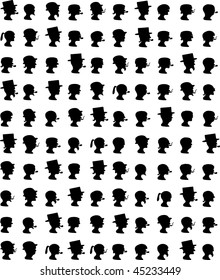 Vector man's profiles on a white background