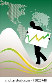 vector of man's silhouette with graph in ascent