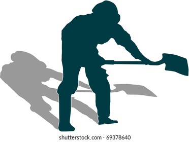 vector of man's silhouette  with work tools