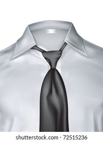 Vector man's white shirt with black tie