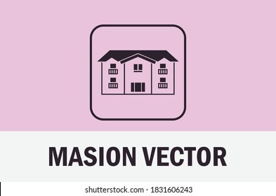 Vector of mansion house icon isolated on pastel purple background. For designer.