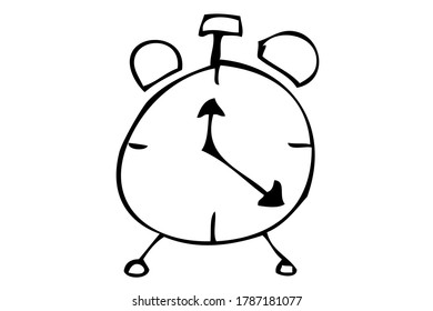 Vector Manual Hand Draw Sketch, Alarm Clock 
