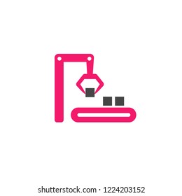 Vector manufacturing infographic template. Color robot automation icon design for your illustration or firm presentation
