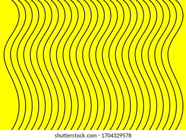 vector many black line curve on yellow background