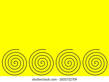 vectorial muchas líneas de espiral negra en el fondo amarillo espacio vacío de copia