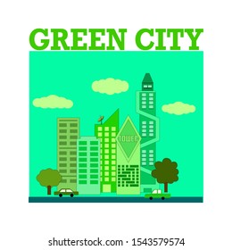 Vector of many buildings in green city concept.