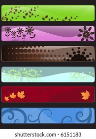 Vector - Many colorful banners with nature theme (floral, vines and retro).