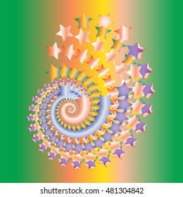 Vector with many colorful creative stars. Unusual digital illustration with gradient night stars.