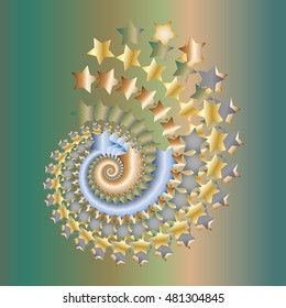 Vector with many colorful creative stars. Unusual digital illustration with gradient night stars.