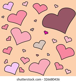 Vector with many colorful hearts