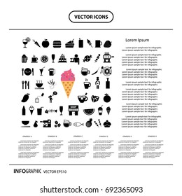 vector many food icon set  