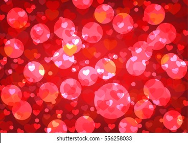 vector many hearts background on red background