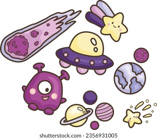 a vector of many items related to space and galaxy