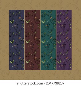Vector many kind of wild flowers seamless beautiful on colorful background, pattern for fashion and all prints on hand drawing style. Floral seamless pattern.