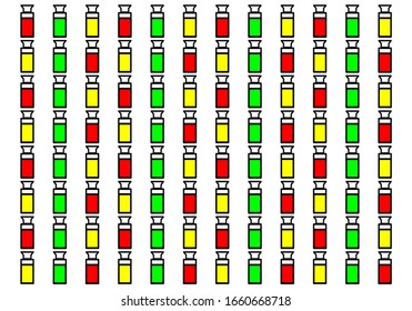 vectorial muchos colores agua en el pequeño aislado de botellas sobre fondo blanco