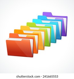 Vector many rainbow folders on the white background