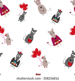 Vector many-colored seamless pattern with mice
