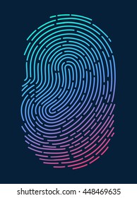 Vector many-coloured fingerprint on black background