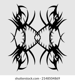 vector maori tattoos symmetrical, geometric, scary, cool, spooky, gothic, for decoration