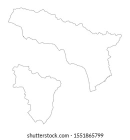 Vector map Abkhazia and Sukhum. Country and capital. Isolated vector Illustration. Outline. EPS 10 Illustration.