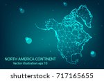 Vector map - Abstract mash,polygonal line and scales on dark background with map of North america. Wire frame 3D mesh polygonal network line,Vector illustration eps 10.
