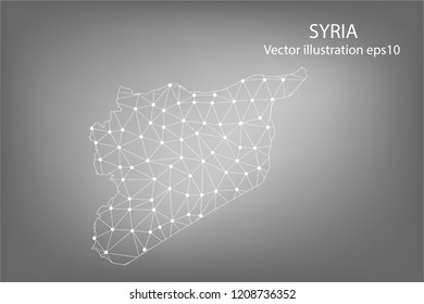 Vector map - Abstract mash,polygonal line and scales on dark background with map of SYRIA. Wire frame 3D mesh polygonal network line,Vector illustration eps 10.