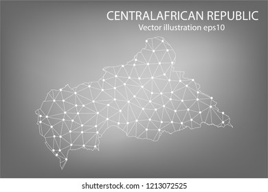 Vector map - Abstract mash,polygonal line and scales on dark background with map of CENTRALAFRICAN REPUBLIC. Wire frame 3D mesh polygonal network line,Vector illustration eps 10.