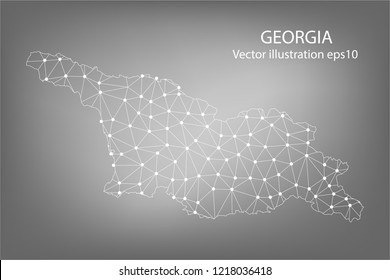 Vector map - Abstract mash,polygonal line and scales on dark background with map of GEORGIA. Wire frame 3D mesh polygonal network line,Vector illustration eps 10.