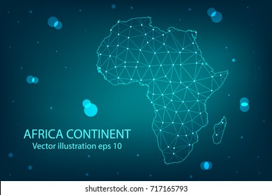 Vector map - Abstract mash,polygonal line and scales on dark background with map of Africa continent. Wire frame 3D mesh polygonal network line,Vector illustration eps 10.