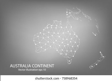 Vector map - Abstract mash,polygonal line and scales on dark background with map of Australia continent. Wire frame 3D mesh polygonal network line,Vector illustration eps 10.