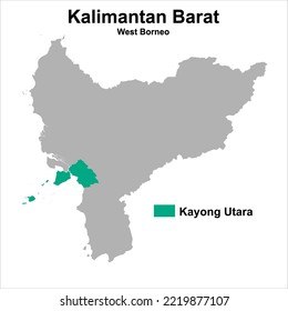 vector map of administrative boundaries of Kayong Utara Regency, West Kalimantan, Indonesia. can be used for presentations, business, analysis, regional profiles and others