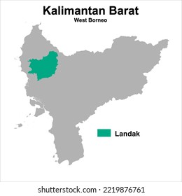 vector map of administrative boundaries of Landak Regency, West Kalimantan, Indonesia. can be used for presentations, business, analysis, regional profiles and others