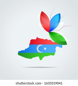 Vector map of Afghan Turkestan combined with Afghan Turkestan flag. Graphic icon with the flag of Afghan Turkestan
