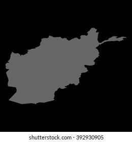 Vector map Afghanistan. Gray on black background. EPS Illustration.